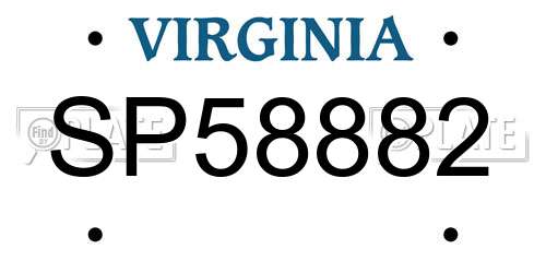 SP58882 Virginia License Plate
