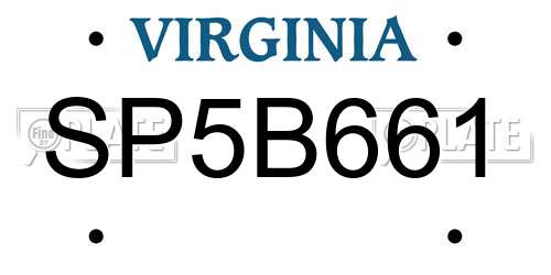 SP5B661 Virginia License Plate