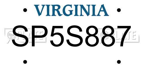 SP5S887 Virginia License Plate