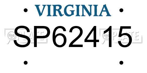 SP62415 Virginia License Plate