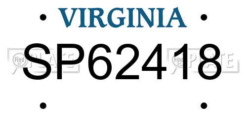 SP62418 Virginia License Plate
