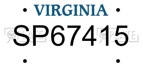 SP67415 Virginia License Plate