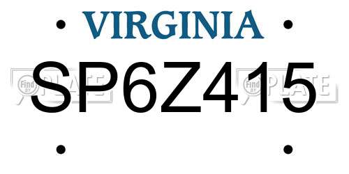 SP6Z415 Virginia License Plate