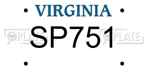 SP751 Virginia License Plate