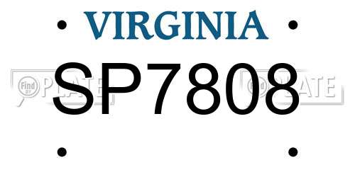 SP7808 Virginia License Plate