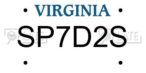 SP7D2S Virginia License Plate