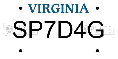 SP7D4G Virginia License Plate
