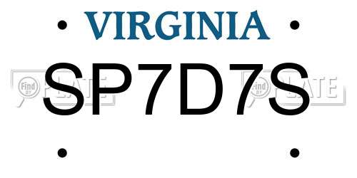 SP7D7S Virginia License Plate