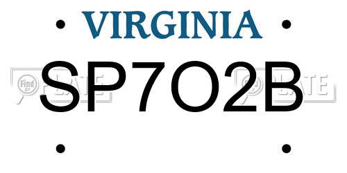 SP7O2B Virginia License Plate