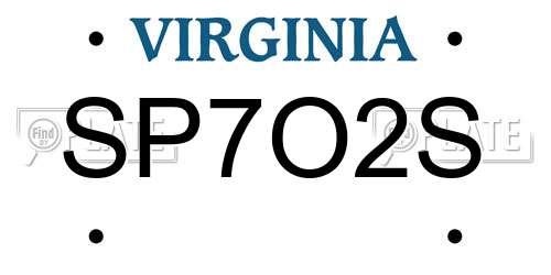 SP7O2S Virginia License Plate