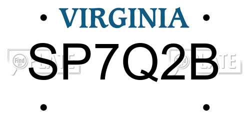 SP7Q2B Virginia License Plate
