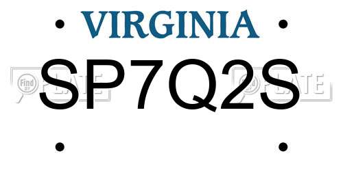 SP7Q2S Virginia License Plate