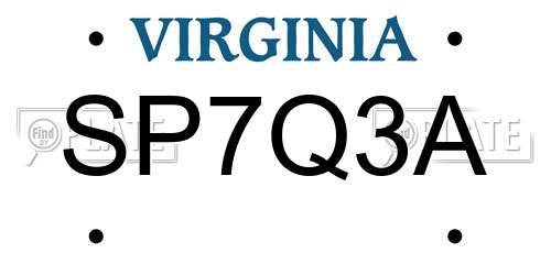 SP7Q3A Virginia License Plate