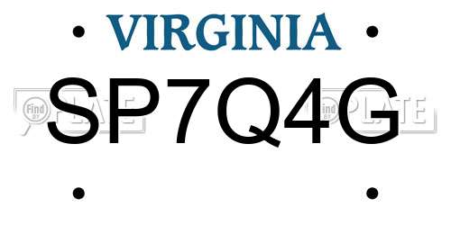 SP7Q4G Virginia License Plate