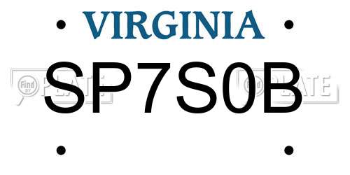 SP7S0B Virginia License Plate
