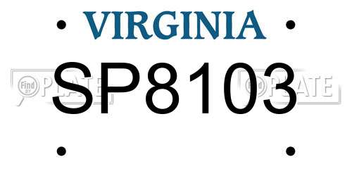 SP8103 Virginia License Plate