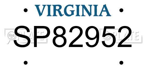 SP82952 Virginia License Plate