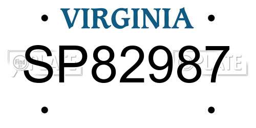 SP82987 Virginia License Plate