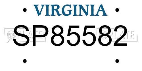 SP85582 Virginia License Plate