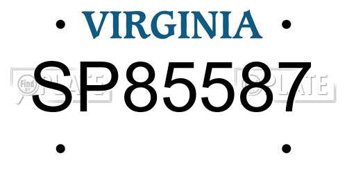 SP85587 Virginia License Plate