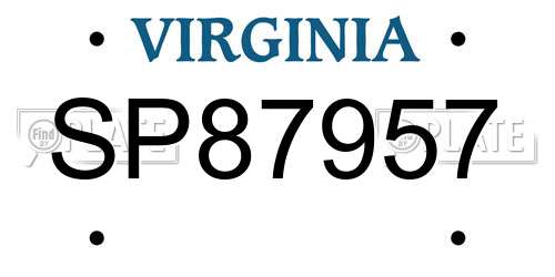 SP87957 Virginia License Plate