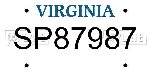 SP87987 Virginia License Plate