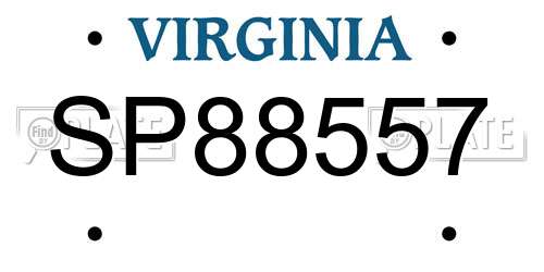 SP88557 Virginia License Plate