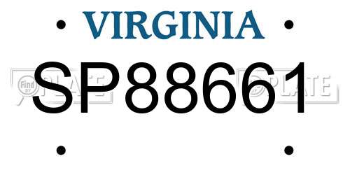 SP88661 Virginia License Plate