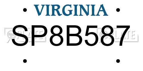 SP8B587 Virginia License Plate