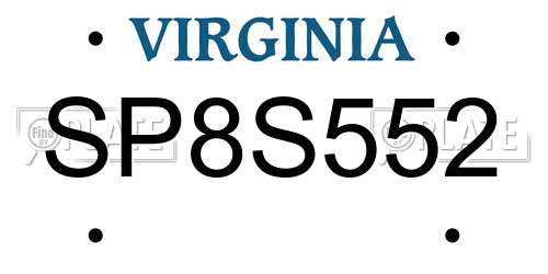 SP8S552 Virginia License Plate