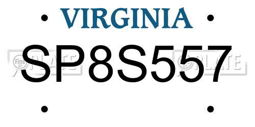 SP8S557 Virginia License Plate