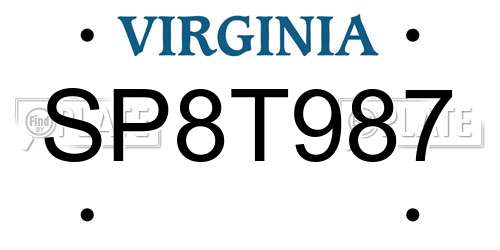 SP8T987 Virginia License Plate