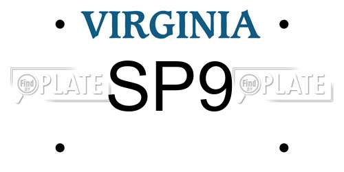 SP9 Virginia License Plate
