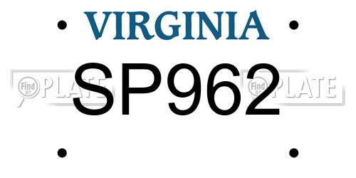 SP962 Virginia License Plate