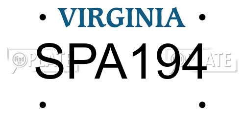 SPA194 Virginia License Plate