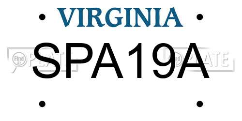 SPA19A Virginia License Plate