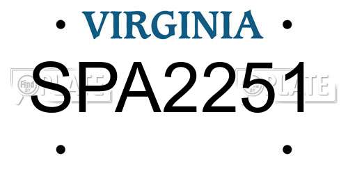SPA2251 Virginia License Plate