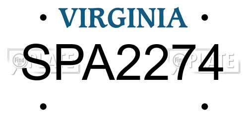 SPA2274 Virginia License Plate