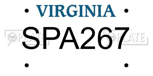SPA267 Virginia License Plate