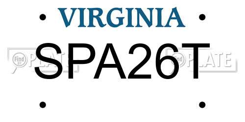 SPA26T Virginia License Plate
