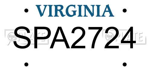 SPA2724 Virginia License Plate