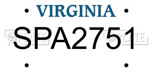 SPA2751 Virginia License Plate