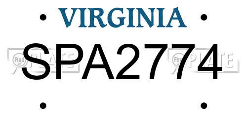 SPA2774 Virginia License Plate
