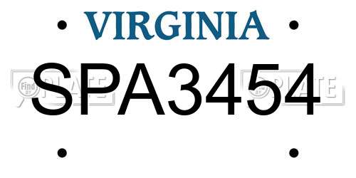SPA3454 Virginia License Plate