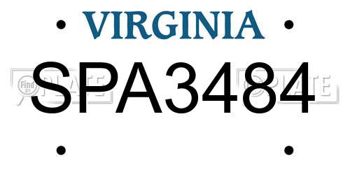 SPA3484 Virginia License Plate