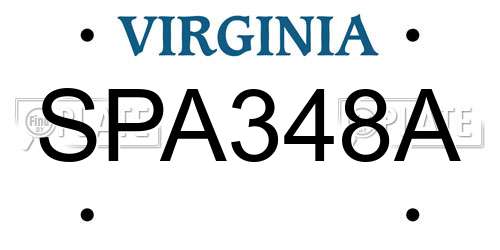 SPA348A Virginia License Plate