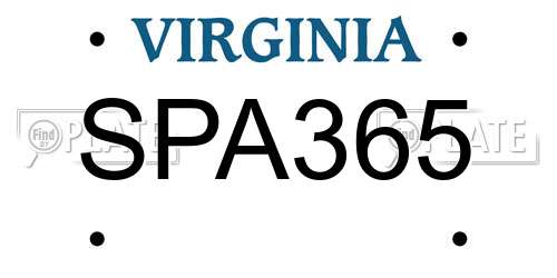 SPA365 Virginia License Plate