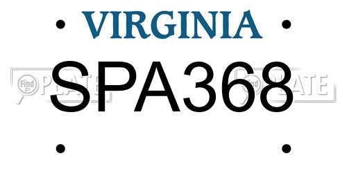 SPA368 Virginia License Plate