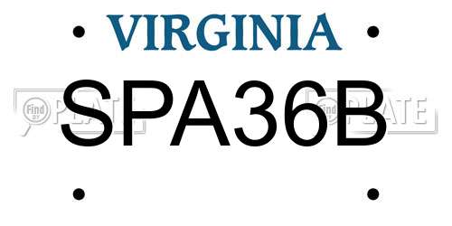 SPA36B Virginia License Plate