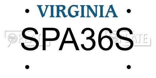 SPA36S Virginia License Plate